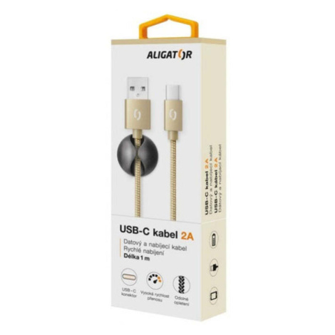Kabel Aligator Premium USB-C na USB 2A, zlatá