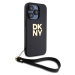 Zaní kryt DKNY PU Leather Stack Logo Wrist Strap pro Apple iPhone 15 Pro, černá