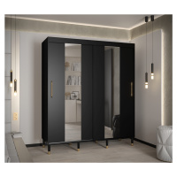 Šatní skříň Abi Calipso Pol Barva korpusu: Černá, Rozměry: 180 cm, Dveře: Černá + zrcadlo
