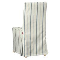 Dekoria Potah na židli IKEA  Henriksdal, dlouhý, režný podklad, světle modré pásky, židle Henrik