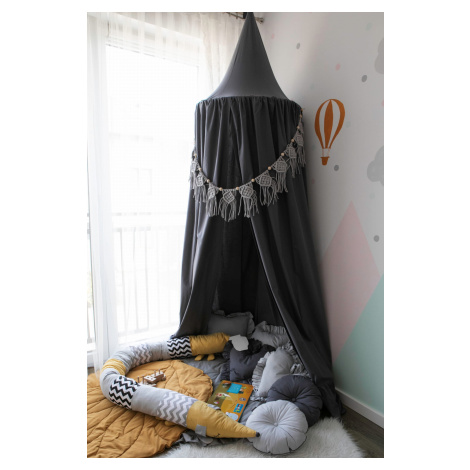 SenLove Závěsný bavlněný baldachýn nad postýlku i dětskou postel Zvolte barvu: Tmavě šedá