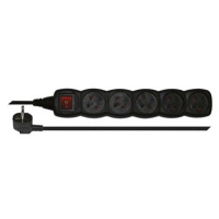 EMOS Prodlužovací kabel s vypínačem – 5 zásuvek, 3m, černý