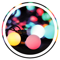 SOLIGHT 1V09-RGB LED 2v1 venkovní vánoční řetěz, koule, dálkový ovladač, 200LED, RGB+bílá, 20m+5