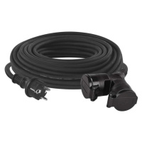 Venkovní prodlužovací kabel 20 m / 2 zásuvky / černý / guma / 230 V / 1,5 mm2