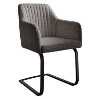 DELIFE Jídelní židle Greg-Flex konzolová podnož plochá černá bouclé šedý