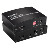 PremiumCord HDMI2.0 Repeater/Extractor 4Kx2K@60Hz s oddělením audia, stereo jack, Toslink, RCA -