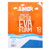 JUNIOR-ST - Dekorační pěna A4 EVA 10 ks modrá samolepicí glitter 2,0 mm