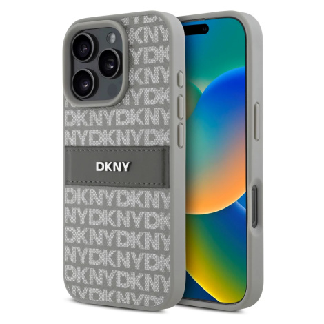 Kryt DKNY PU Leather Repeat Pattern Tonal Stripe Case for iPhone 16 Pro Max Beige (DKHCP16XPRTHS