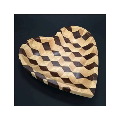AMADEA Dřevěná miska ve tvaru srdce mozaika, masivní dřevo, 3 druhy dřevin, rozměr 25x25x4,5 cm