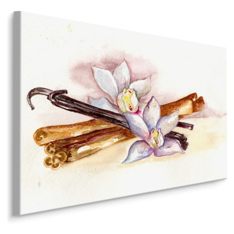 MyBestHome BOX Plátno Vanilkové Tyčinky S Květinami Varianta: 100x70