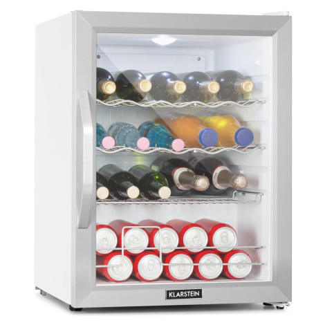 Klarstein Beersafe XL Crystal White, lednice, D, 60 l, LED, skleněné dveře, bílá/stříbrná