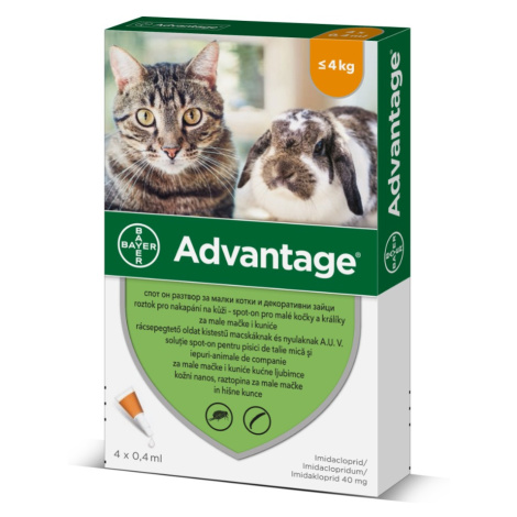 Advantage Spot-on pro malé kočky a králíky 40 mg 4x0,4 ml