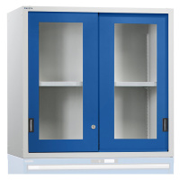 LISTA Nástavná skříň s posuvnými dveřmi, dveře s okénkem, v x š x h 1000 x 1431 x 725 mm, hořcov