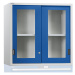 LISTA Nástavná skříň s posuvnými dveřmi, dveře s okénkem, v x š x h 1000 x 1431 x 725 mm, hořcov