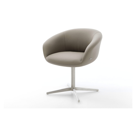 DELIFE Jídelní židle Vinka-Flex s područkami pravá kůže tmavě béžová kovová podnož otočná o 360°