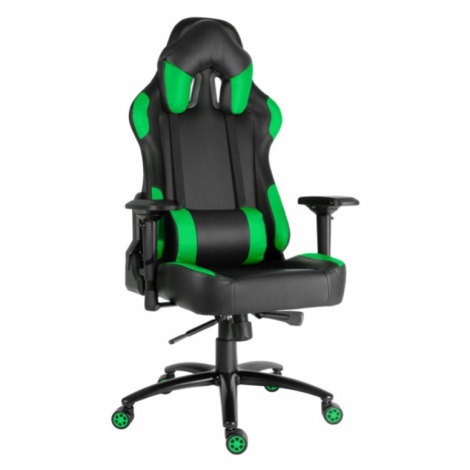 Herní židle RACING ZK-012 XL — PU kůže, černá / zelená, nosnost 130 kg