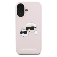 Zadní kryt Karl Lagerfeld Liquid Silicone Double Heads MagSafe pro Apple iPhone 16, růžová