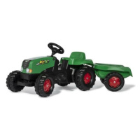 RollyToys Šlapací traktor Rolly Kid s vlečkou, zeleno-červená