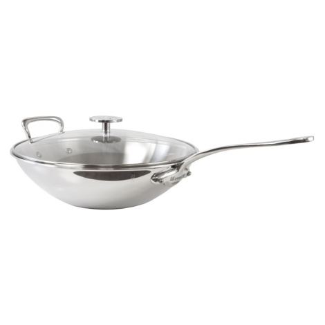 Mauviel Nerezová pánev Wok se skleněnou poklicí M´Cook, 32 cm / 5 l 523632