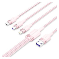 Vention USB 2.0 A Male to 3-in-1 USB-C & Lightning & Micro-B Male 6A Cable 1.5M Pink Aluminum Al