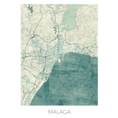 Mapa Malaga, Hubert Roguski, 30 × 40 cm