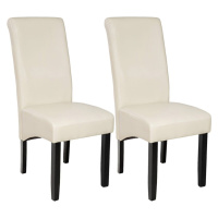 tectake 401293 2 jídelní židle ergonomické, masivní dřevo - krémová - krémová