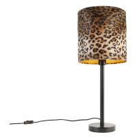 Moderní stolní lampa černá se stínidlem leopard 25 cm - Simplo