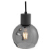 Art Deco závěsná lampa černá s kouřovým sklem kulatá 3-světelná - Vidro