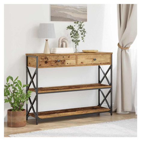 vidaXL Konzolový stůl se zásuvkou Staré dřevo 100 x 28 x 75 cm