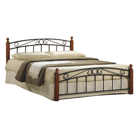 Manželská postel DOLORES, dřevo třešeň/černý kov, 180x200 cm Tempo Kondela