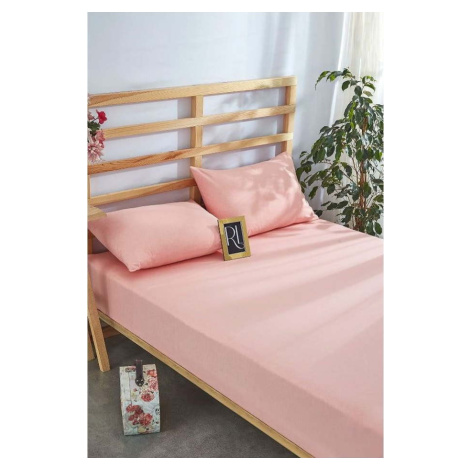 Růžové napínací bavlněné prostěradlo a povlak na polštář v sadě 180x200 cm – Mila Home