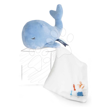 Plyšová velryba k mazlení Whale Blue Doudou et Compagnie v dárkovém balení modrá 15 cm od 0 měs