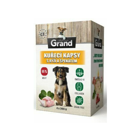 GRAND kaps. deluxe pes kuřecí s rýží a špenát. 4x300g + Množstevní sleva