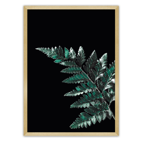 Dekoria Plakát Dark Fern Leaf, 21 x  30 cm, Volba rámku: Zlatý