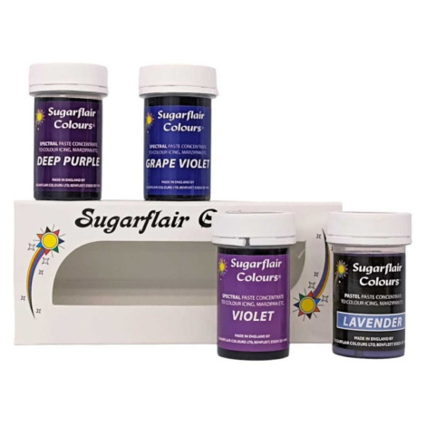 Sugarflair sada gelových barev - fialové - 4 x 25g