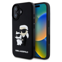 Karl Lagerfeld 3D Rubber Karl and Choupette kryt pro iPhone 16 Plus černý