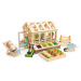 Dřevěný skleník Greenhouse and Garden Set Tender Leaf Toys s otevírací střechou a 9 druhů zeleni