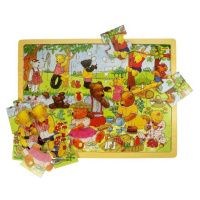 Bigjigs Toys dřevěné hračky - Puzzle medvědí piknik 24 dílků