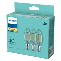 Philips SADA 3x LED Žárovka Philips B35 E14/4,3W/230V 2700K
