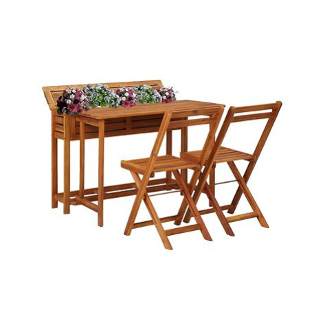 Zahradní stolek s truhlíkem a 2 bistro židlemi masivní akácie 45910 45910 SHUMEE