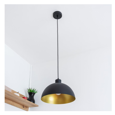 Lustr na lanku VESPER 1xE27/15W/230 pr. 30 cm černá/zlatá W-KM 1808/1 BK+GO