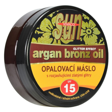 SunVital Argan Bronz Oil opalovací máslo SPF25 200 ml Ochranný faktor: SPF 15 - se zlatými glitr VIVACO