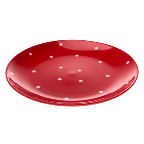 Mělký talíř 26,5 cm, červený s puntíky Asko
