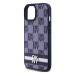 DKNY PU Leather Checkered Pattern and Stripe kryt iPhone 15 modrý