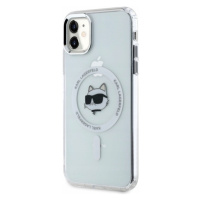 Pouzdro Karl Lagerfeld pro iPhone 11/Xr 6.1 bílé IML Metal Choupette Head