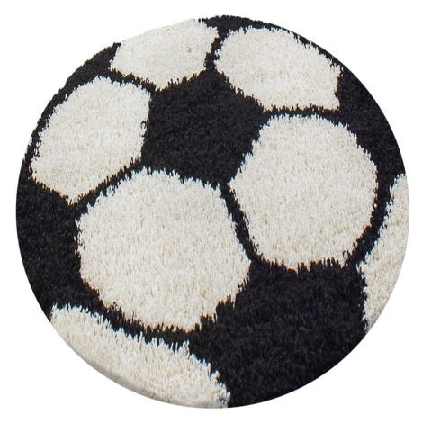 Ayyildiz, Dětský kusový koberec Fun 6001 black, 100x100 (průměr) kruh, šedá, dětský pokoj