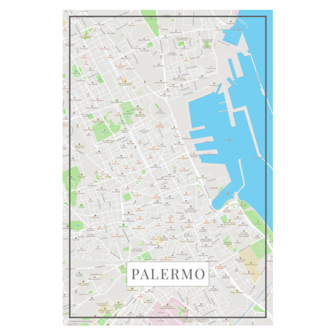 Mapa Palermo color, 26.7 × 40 cm