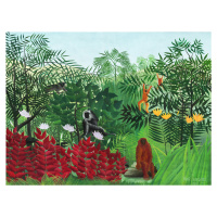 Obrazová reprodukce Monkeys in the Tropical Forest (Rainforest Jungle Landscape) - Henri Roussea