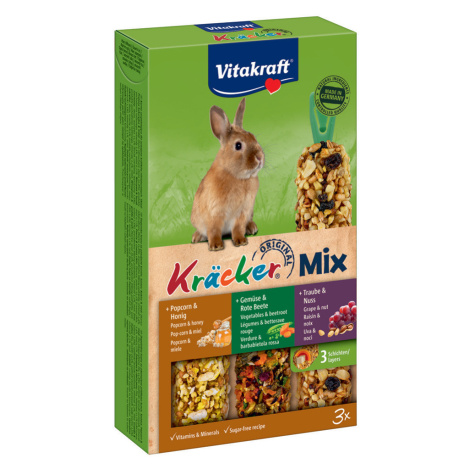 Vitakraft krekry Trio-Mix pro zakrslé králíky - 1 x 3 mix (popcorn, zelenina, hrozny)
