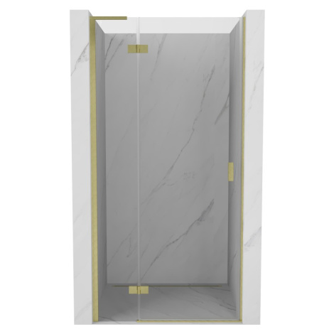 MEXEN/S Mist-H L sprchové dveře křídlové levé 100, transparent, zlatá kartáčovaná 8A5L-100-000-5